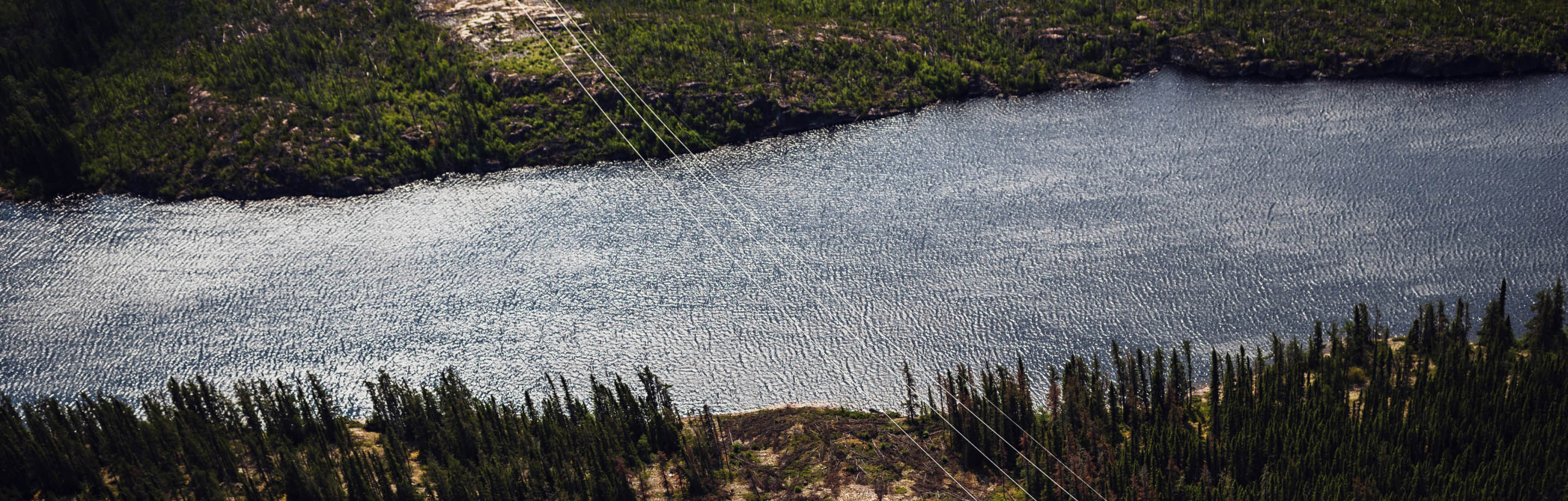 Power lines over a river